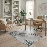 Grey Palm Frond Coastal Area Rug