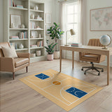 Geometric Modern Basketball Court Outline Area Rug