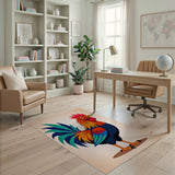 Vibrant Cartoon Rooster Area Rug