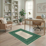 Geometric Modern Green Geometric Border Area Rug