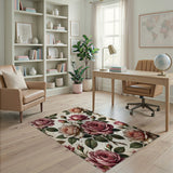 Floral Vintage Vintage Blush Rose Floral Area Rug