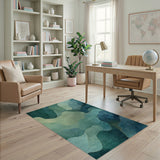 Abstract Area Teal Abstract Wave Area Rug