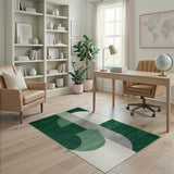 Geometric Modern Emerald Green Geometric Abstract Area Rug