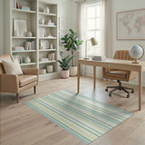 Teal Yellow Vertical Striped Area Rug