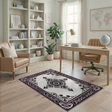 Black and White Ornate Medallion Ornate Black White Persian Medallion Rug