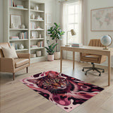 Vibrant Pink Tabby Cat Abstract Area Rug