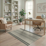Beige and Neutral Modern Grey Beige Striped Area Rug