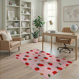 Whimsical Strawberry Pink Area Rug