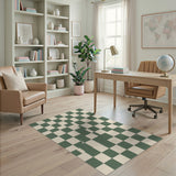 Green Abstract Checkerboard Area Rug