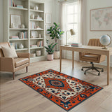 Multi-color and Patterns Vibrant Orange Persian Medallion Area Rug