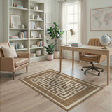 Beige Maze Labyrinth Area Rug