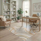 Beige Abstract Marble Wave Area Rug