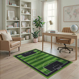 Green Soccer Pitch Area Rug