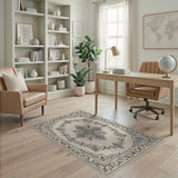 Elegant Ornate Grey Floral Area Rug
