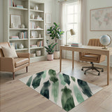 Sweeping Green Brushstroke Abstract Area Rug