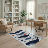 Playful Cartoon Whale Ocean Rug