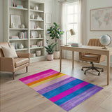 Geometric Modern Multi-color and Patterns Vibrant Multi-Color Horizontal Stripe Area Rug