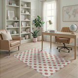 Pink Polka Dot Area Rug on Cream