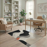 Black and White Abstract Wavy Black White Area Rug