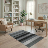 Geometric Modern Grey Striped Area Rug