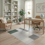 Green and Grey Geometric Modern Area Rug
