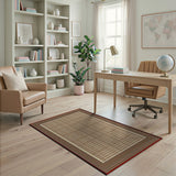 Traditional Persian Area Rug in Beige with Intricate Borders