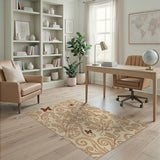 Orange Monarch Butterfly Fern Floral Rug