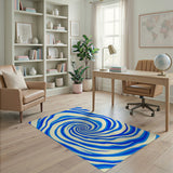 Abstract Area Hypnotic Blue Swirl Abstract Area Rug
