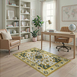 Gold Navy Traditional Persian Medallion Rug
