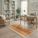 Orange Beige Textured Stripe Rug