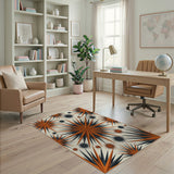 Orange Starburst Geometric Area Rug