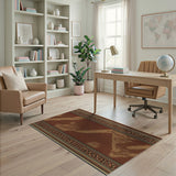 Ornate Traditional Persian Brown Tan Area Rug