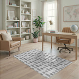 Modern Grey Geometric Pixel Square Rug