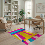 Vibrant Multi-Color Striped Geometric Area Rug