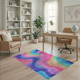 Vibrant Rainbow Swirl Abstract Area Rug