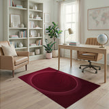 Hypnotic Red Concentric Circles Area Rug
