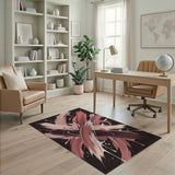 ODIKA Abstract Brushstroke Pink Washable Area Rug - Low Pile Non-Slip Modern Carpet