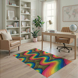 Multi-color and Patterns Vibrant Rainbow Waves Area Rug