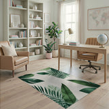 Green Lush Green Monstera Leaves Area Rug