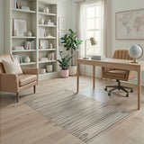 Beige Horizontal Stripe Woven Area Rug