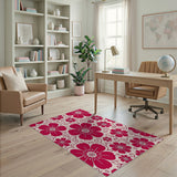 Pink Pink Floral Swirl Vintage Area Rug