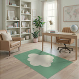 Whimsical White Cloud Green Area Rug