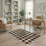 Maple Leaf Plaid Area Rug in Beige