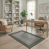 Greek Key Black Border Area Rug
