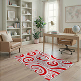 Bold Red Swirl Heritage Tribal Area Rug