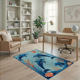 Playful Dolphins Fish Underwater Kids Rug