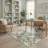 Pink Cherry Blossom Floral Vintage Area Rug