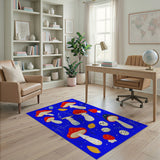 Kids Cartoon Multi-color and Patterns Whimsical Mushroom Meadow Area Rug