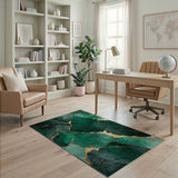 Abstract Area Green Emerald Green Gold Vein Abstract Area Rug