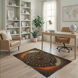 Distressed Vintage Orange Mandala Area Rug